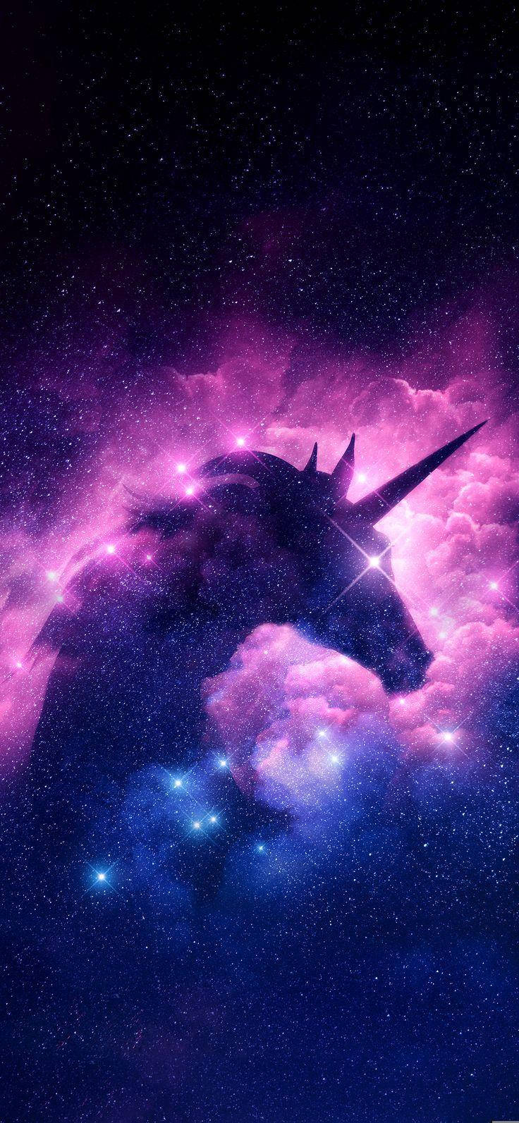 Pretty Galaxy Unicorn Shape Wallpaper