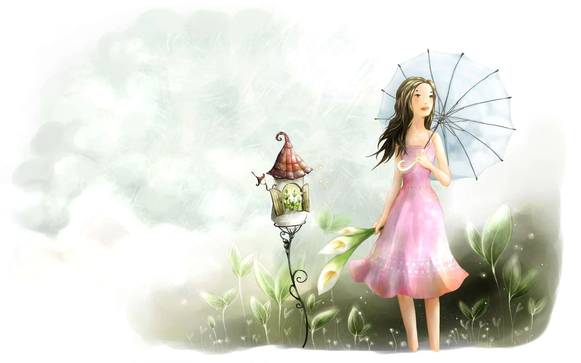 Hübschesmädchen Mit Regenschirm Bild
