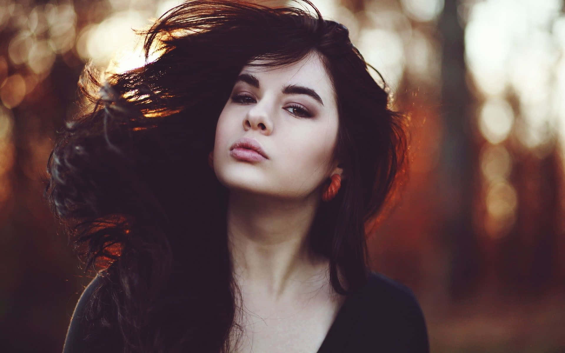 Pretty Girl With Thick Flowing Hair Background