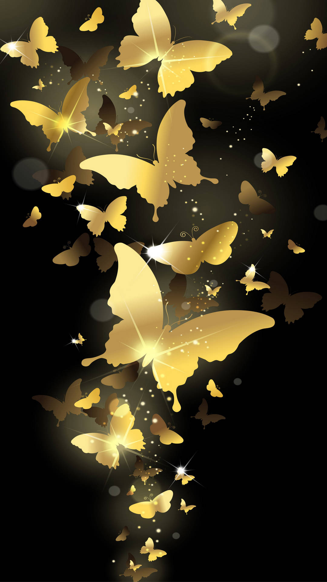 Pretty Golden Butterflies Lock Screen