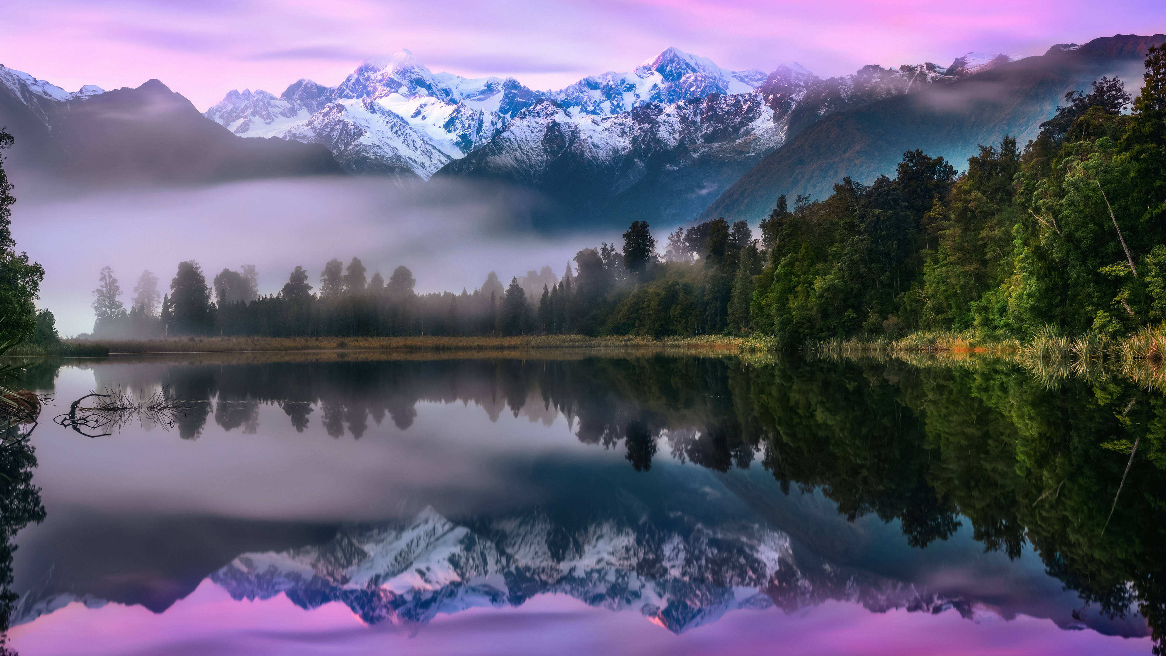 Pretty Landscape Lake Matheson New Zealand Wallpaper