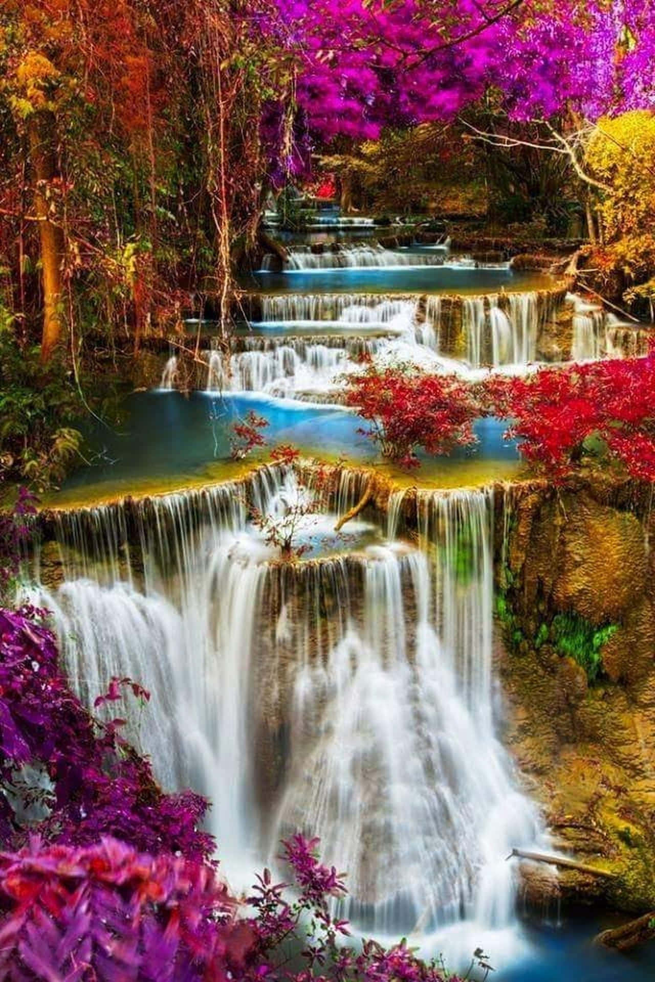 Colorful Waterfall Pretty Nature Picture