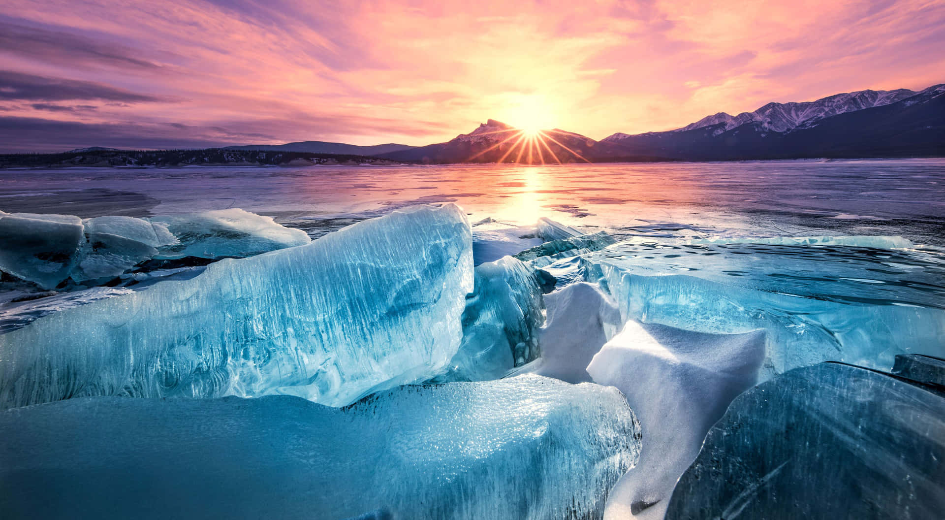 Isbergsolnedgång Visning Vacker Naturbild