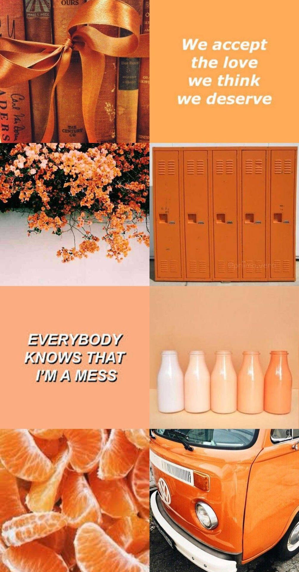 Pretty Pastel Orange Aesthetic Collage Wallpaper