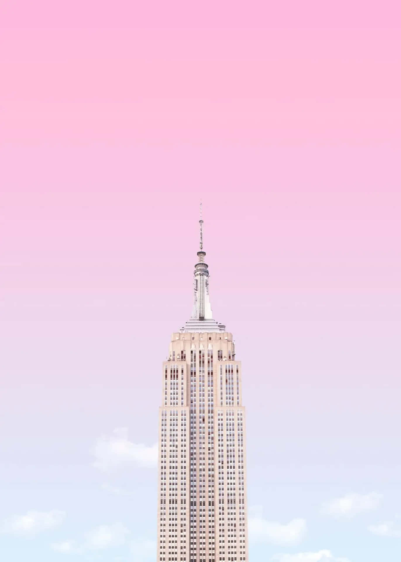 Empire State Building In Pink And Blue Sky