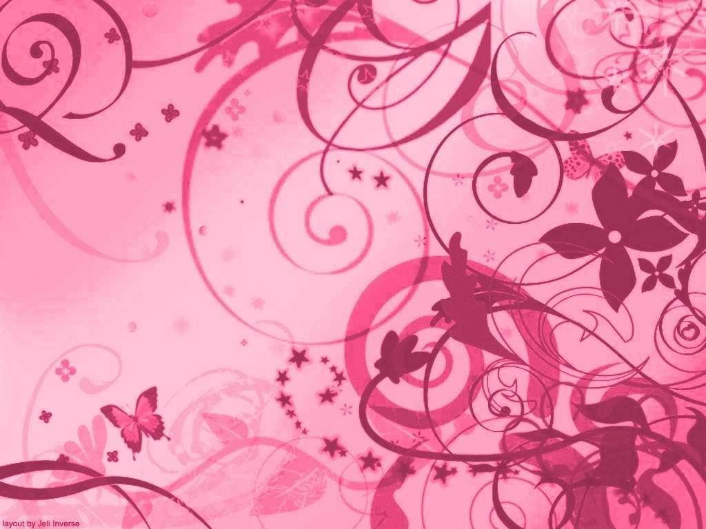 Hübscherosa Blumenwirbel Vektorgrafik Wallpaper