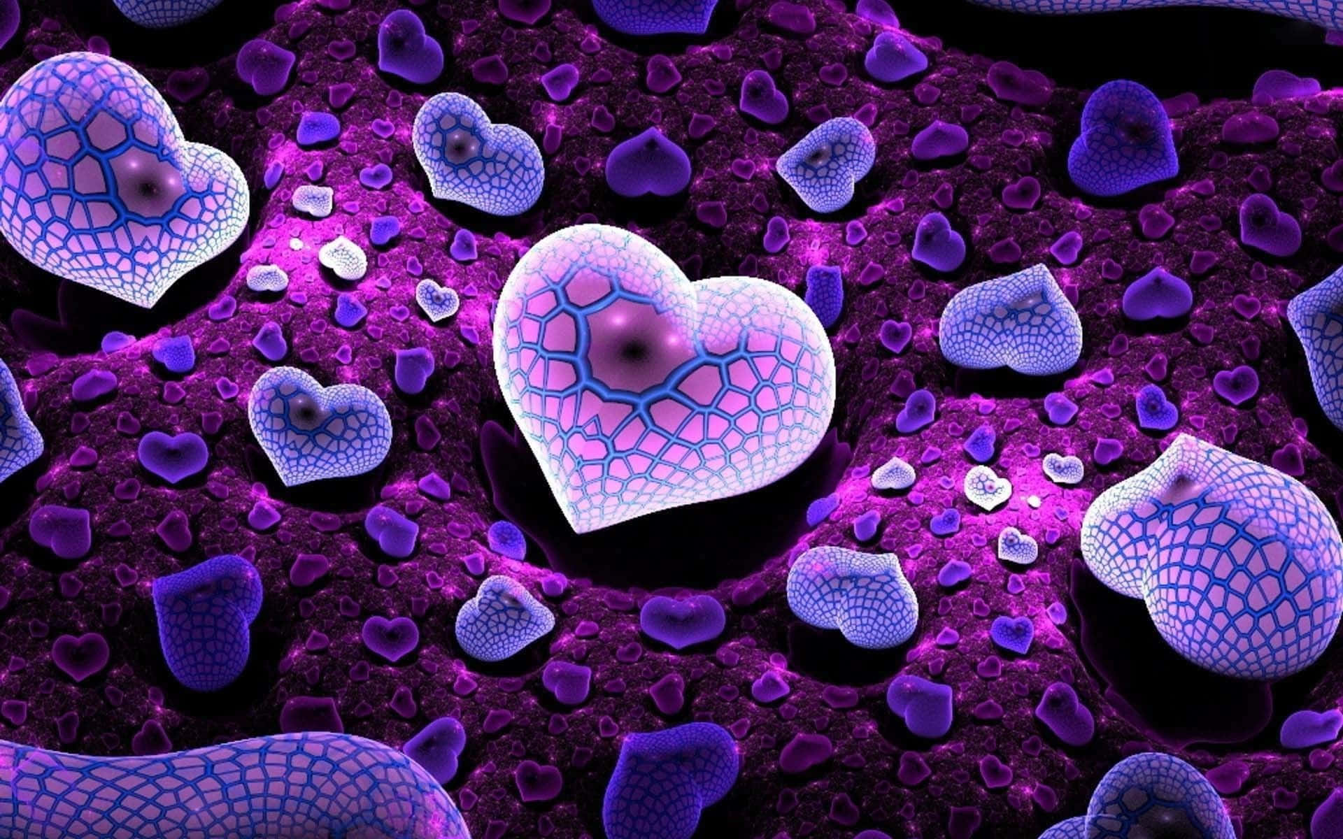 Søde lilla hjerteformer med snoet eksteriør. Wallpaper