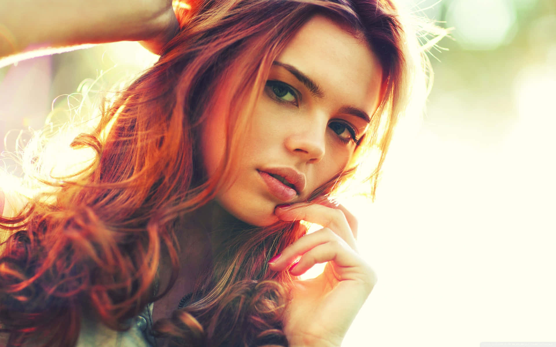Pretty Red Haired Girl Background