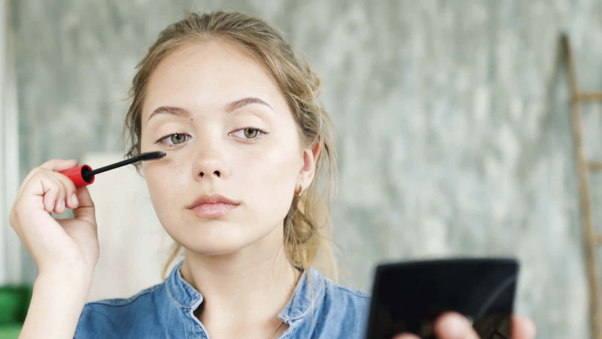 Pretty Teen Girl Doing Makeup Picture