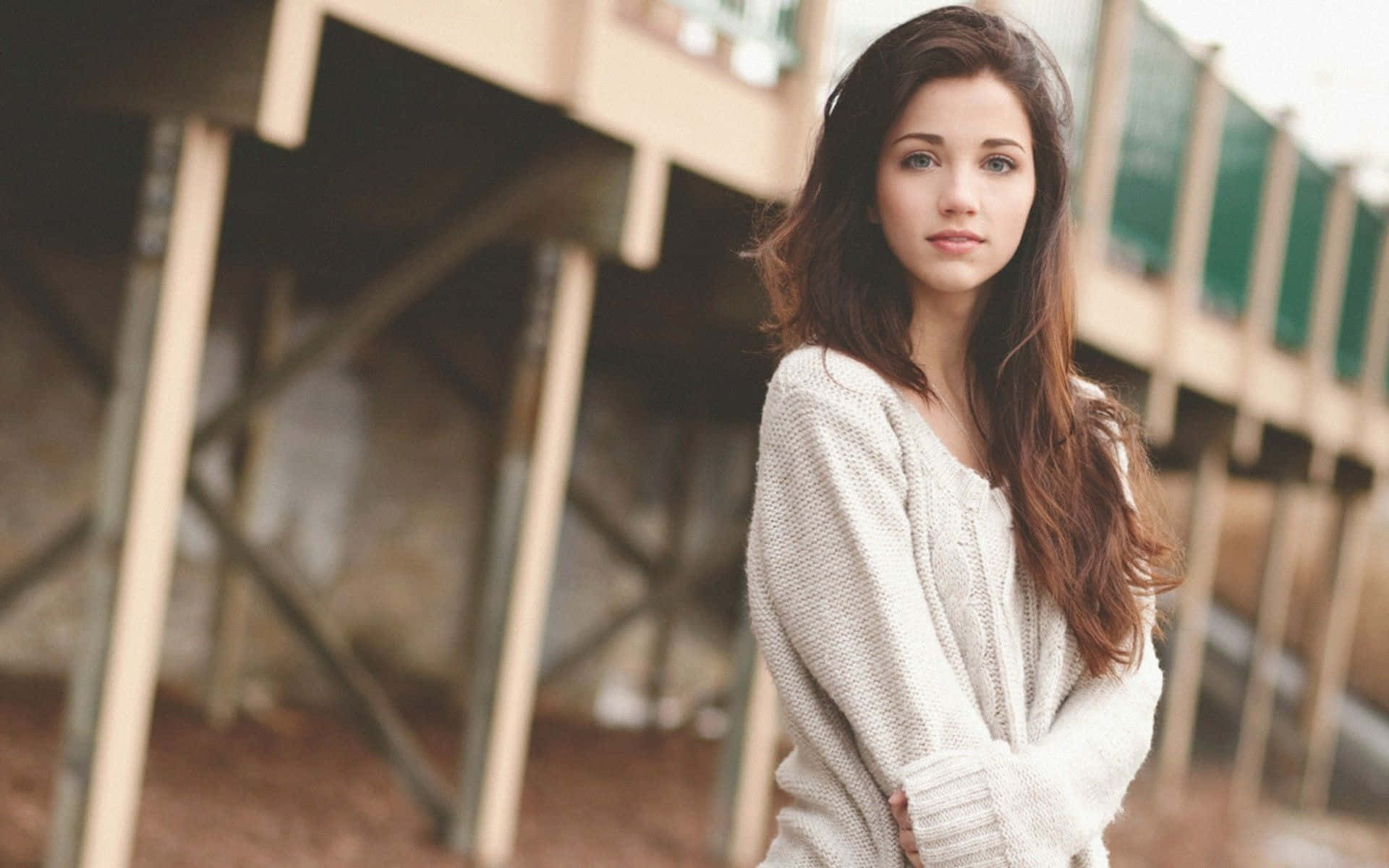 Pretty Teen Girl In Sweater Background
