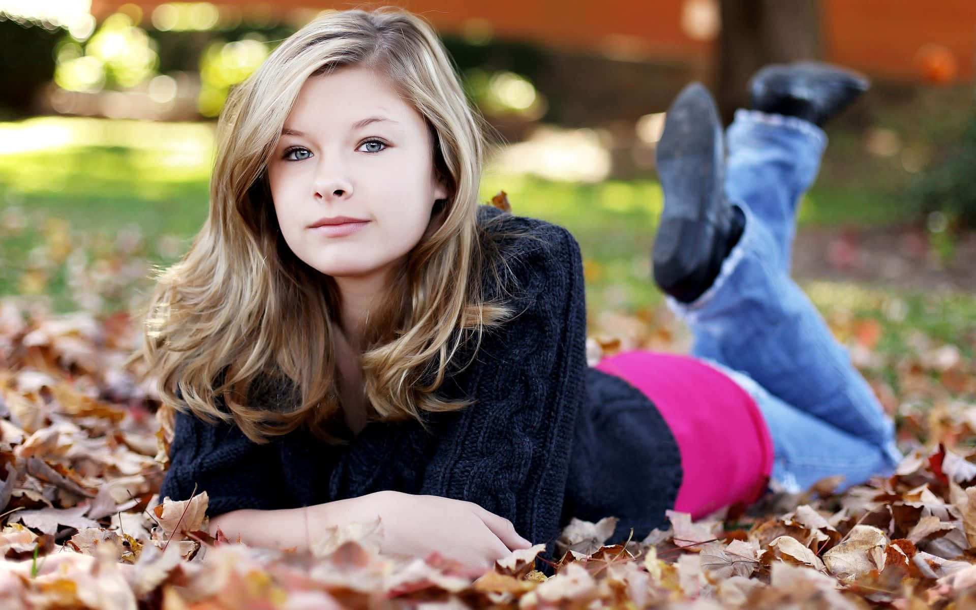 Pretty Teen Girl On Grass Picture