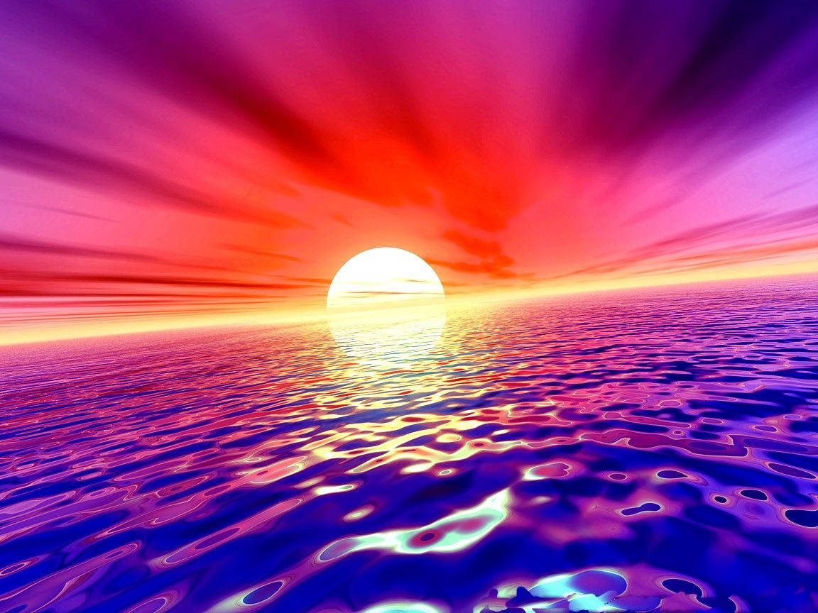 Caption: Magnificent Sunset Over Vibrant Ocean Wallpaper