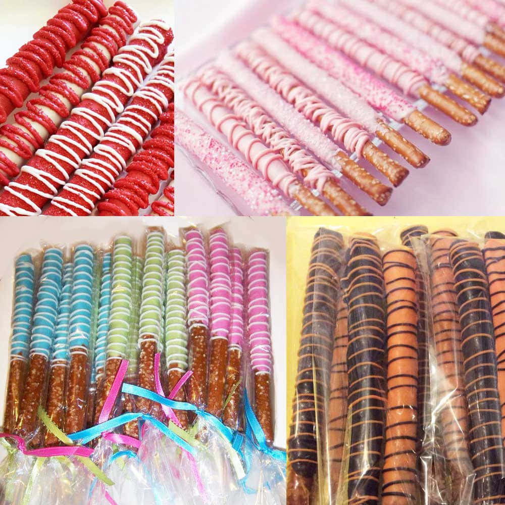 A Variety Of Pretzels In Different Colors And Designs