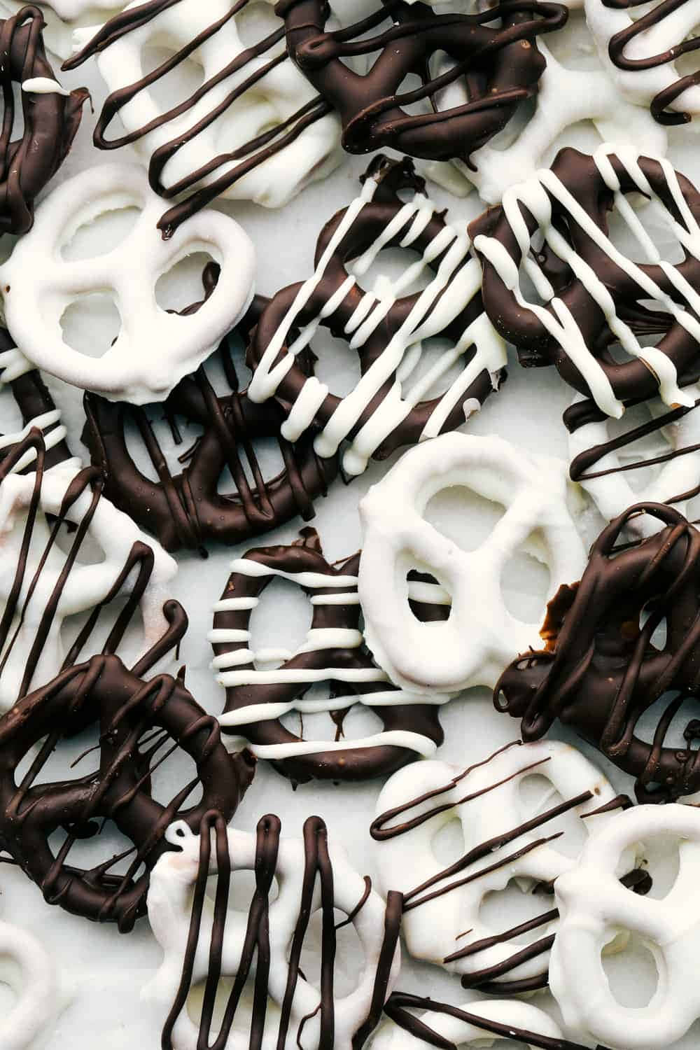 Chocolate Pretzels With White Chocolate Drizzle