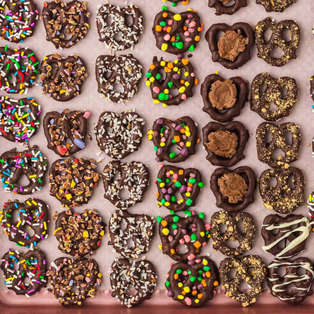 A Tray Of Chocolate Pretzels