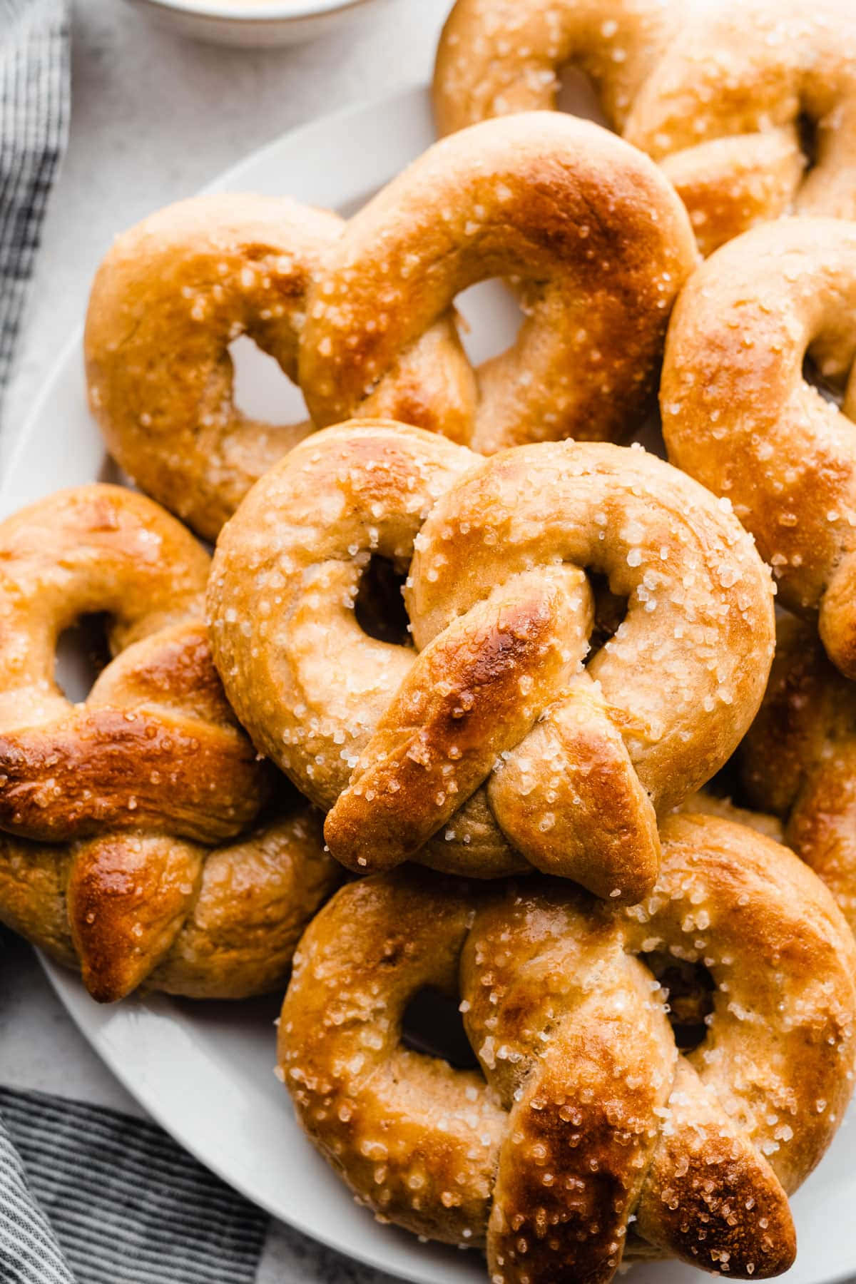 Pretzels On A Plate With Dipping Sauce