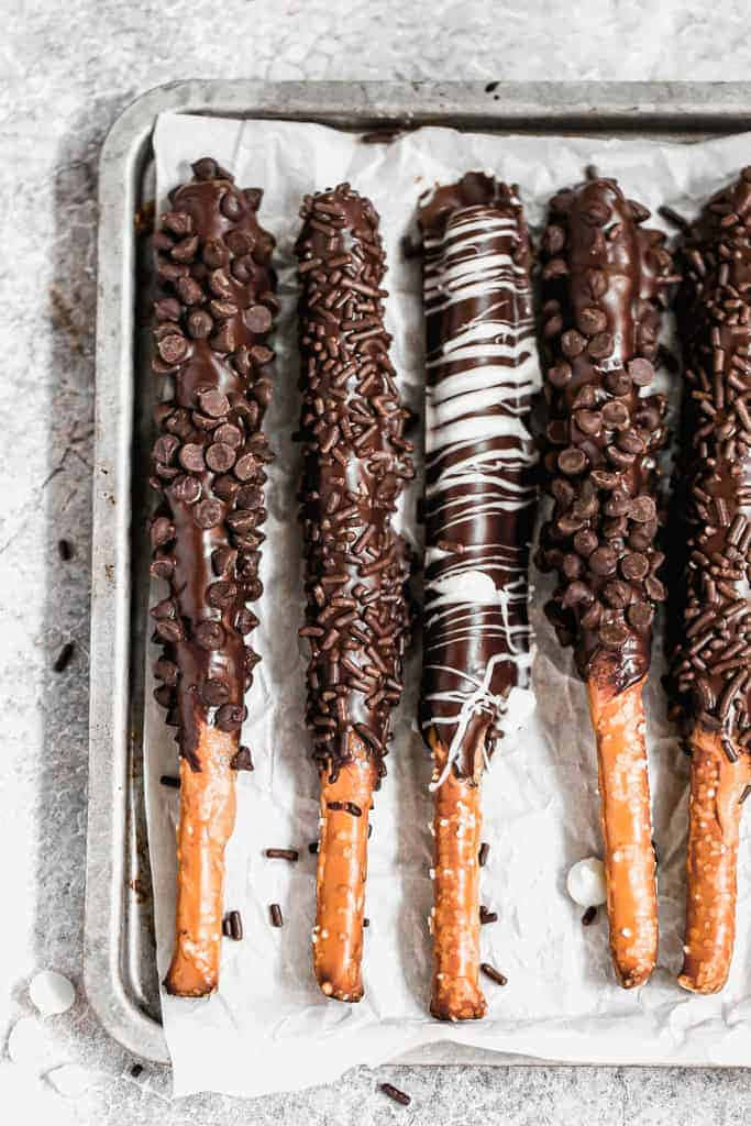 Chocolate Pretzels With Chocolate And White Chocolate