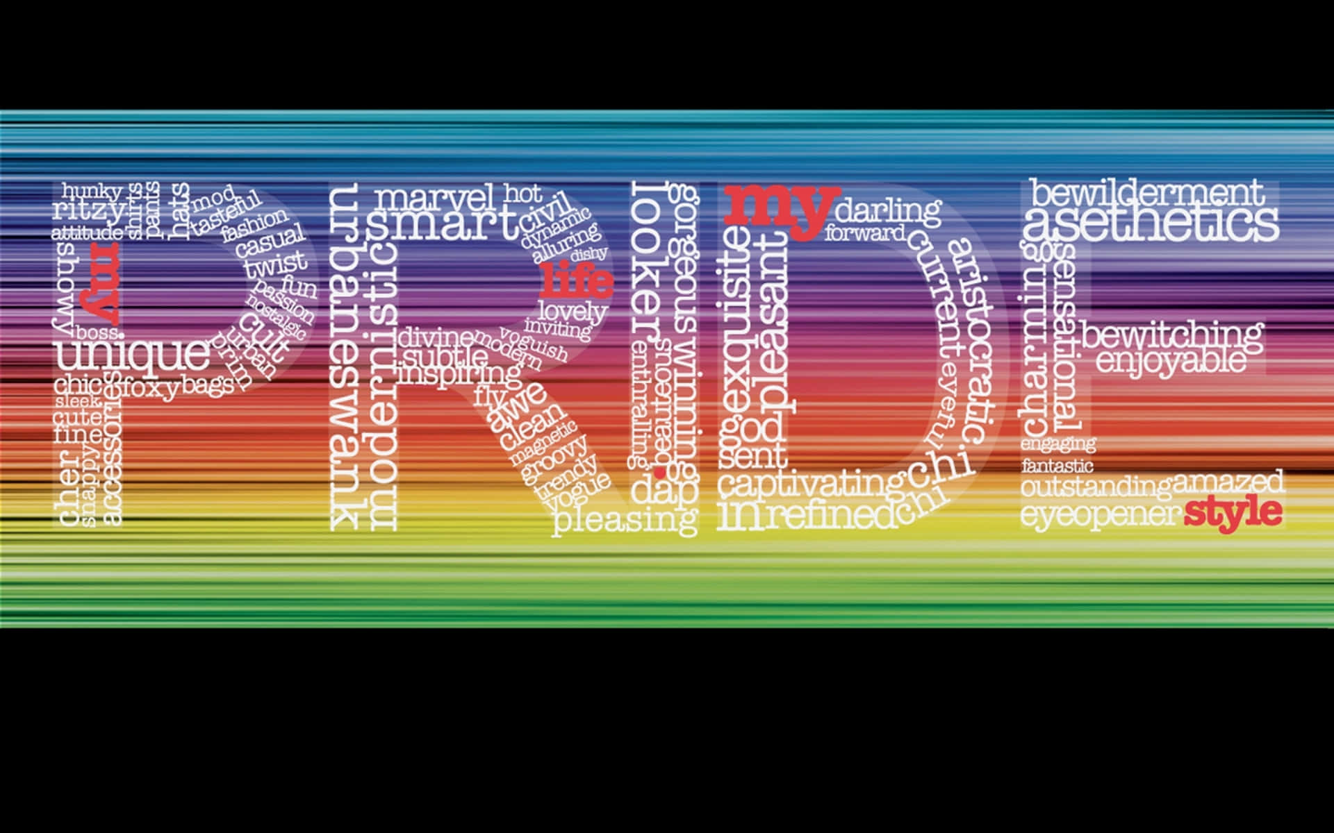 Rainbow Lines Typography Pride Desktop Wallpaper