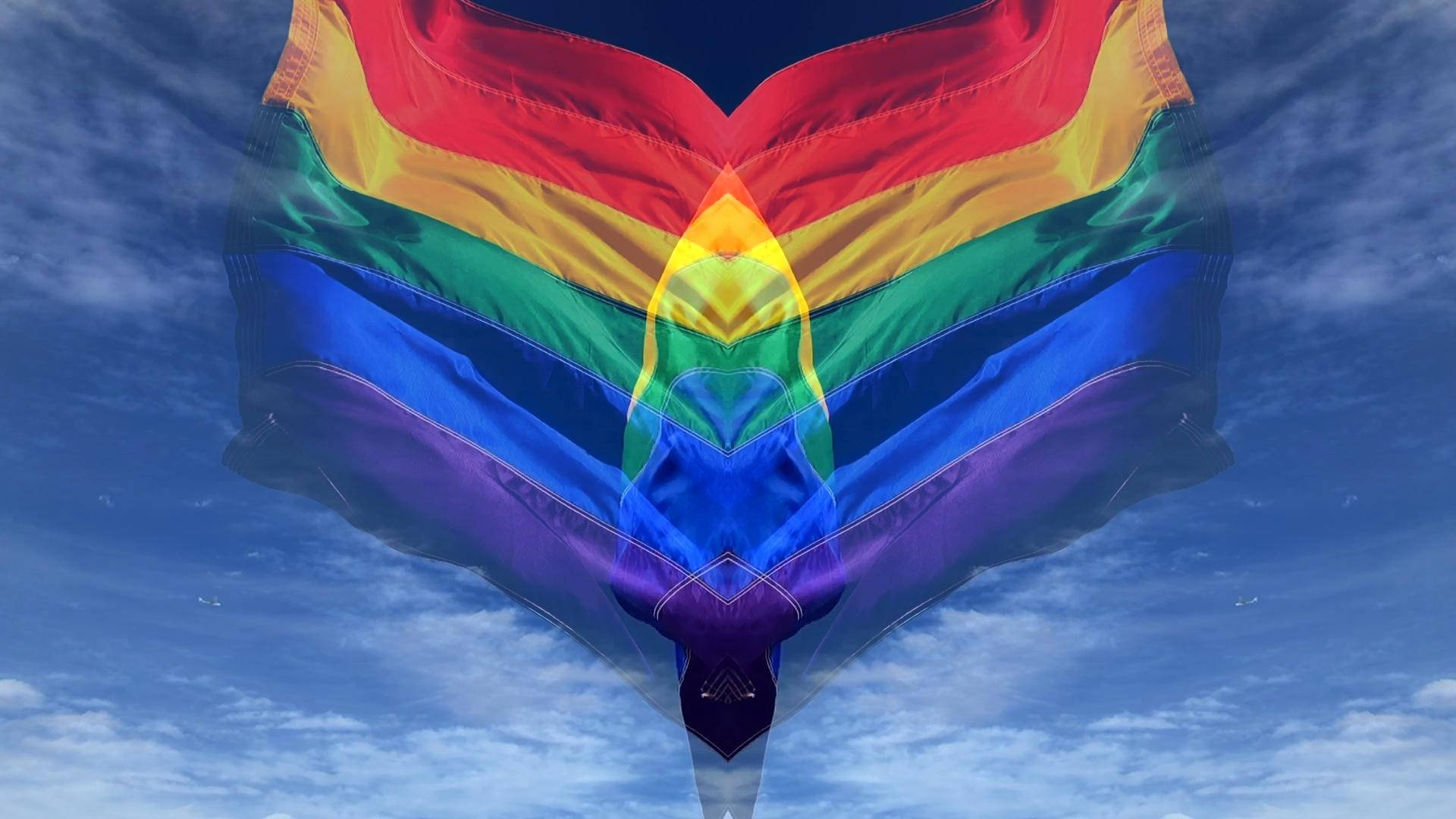 Captivating image of the Pride Flag in a Mirror Reflection Wallpaper
