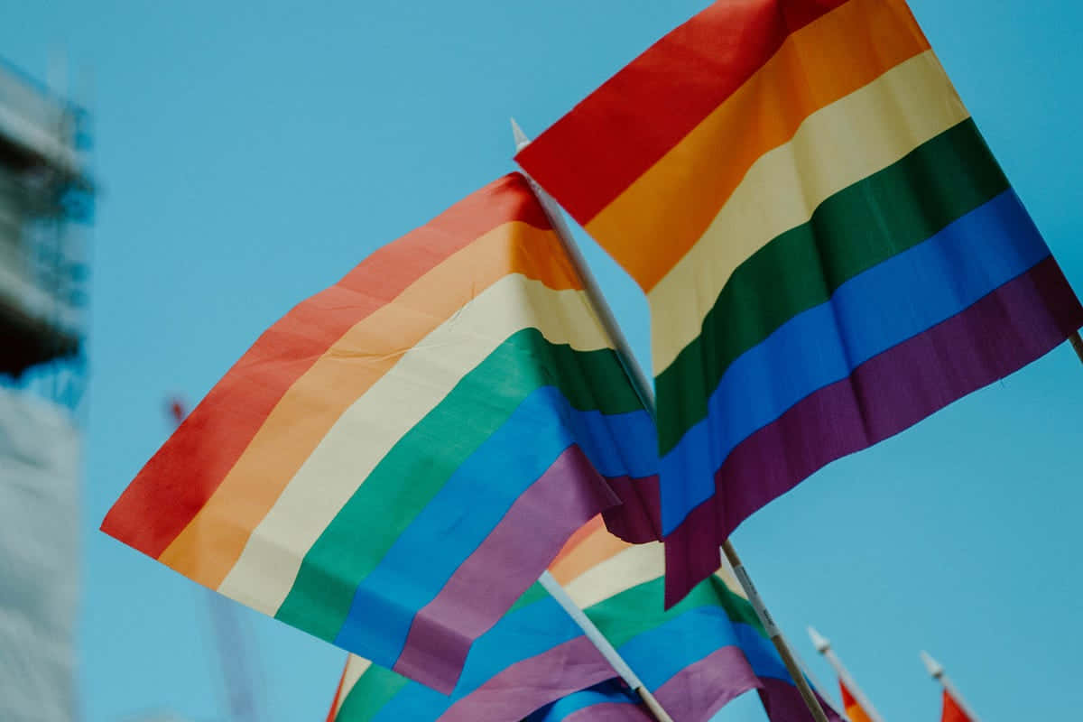 Pride Flags Waving Against Sky Wallpaper