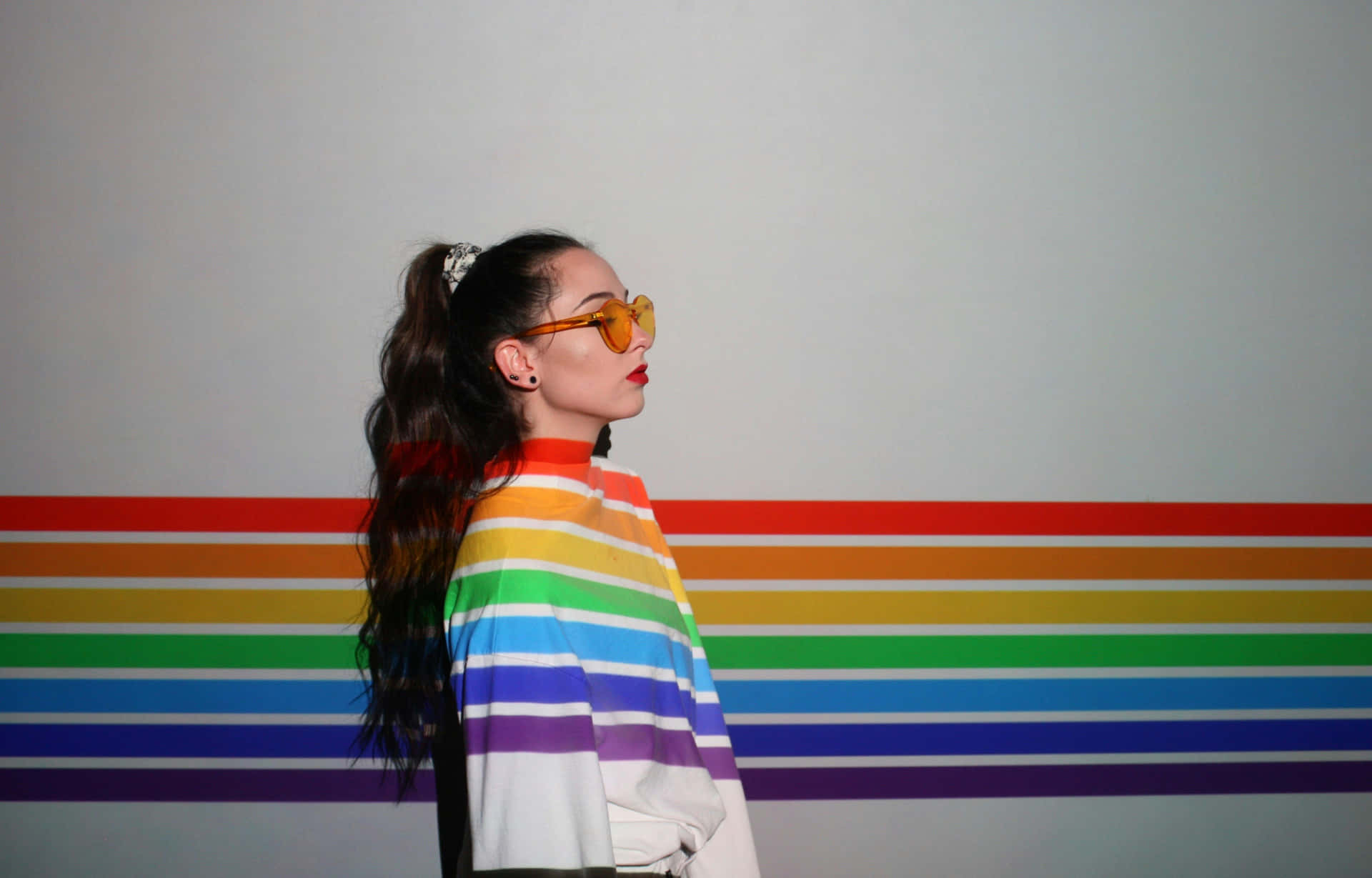 Pride Month Rainbow Stripesand Style Wallpaper