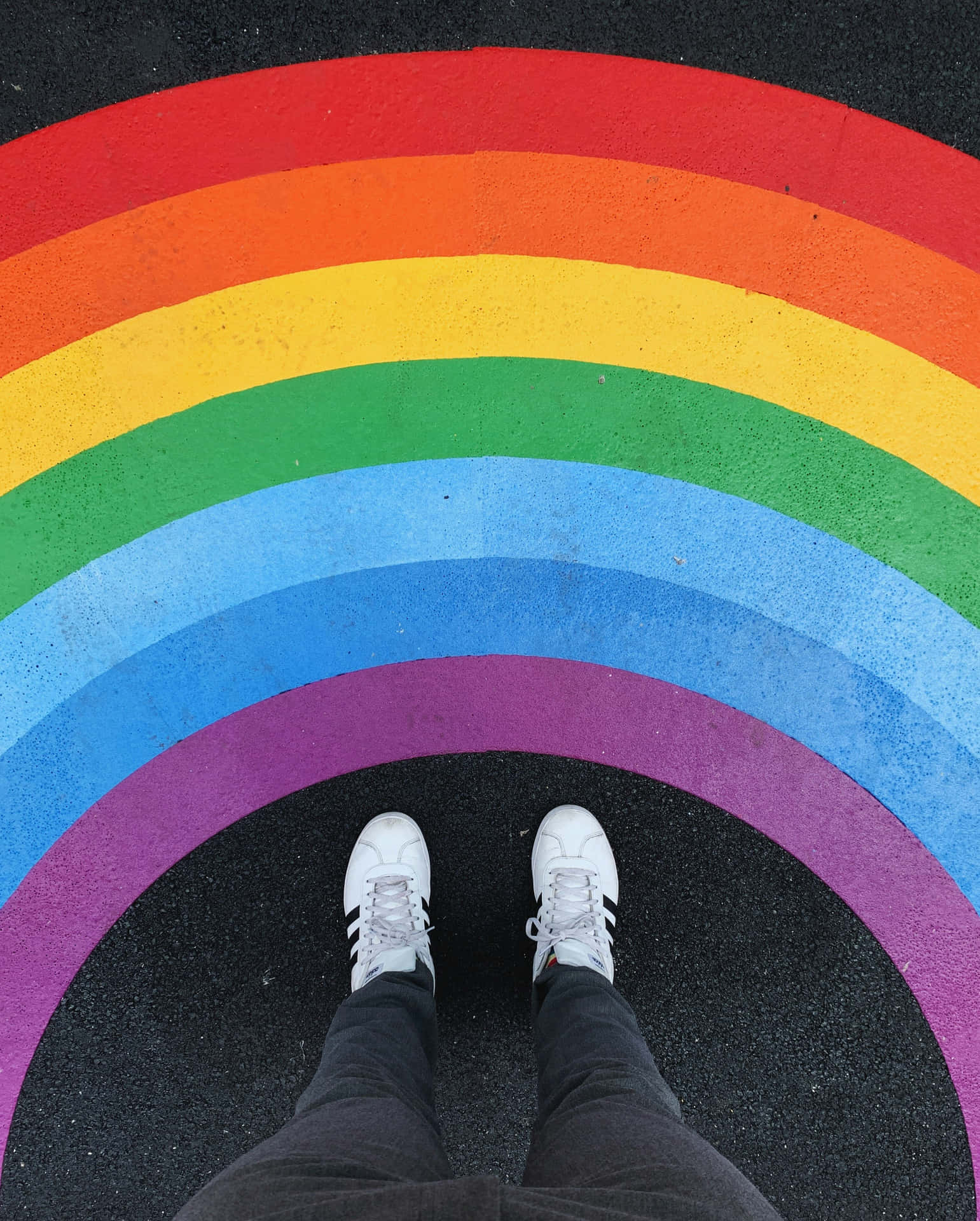 Pride Rainbow Pavement Person Standing Wallpaper
