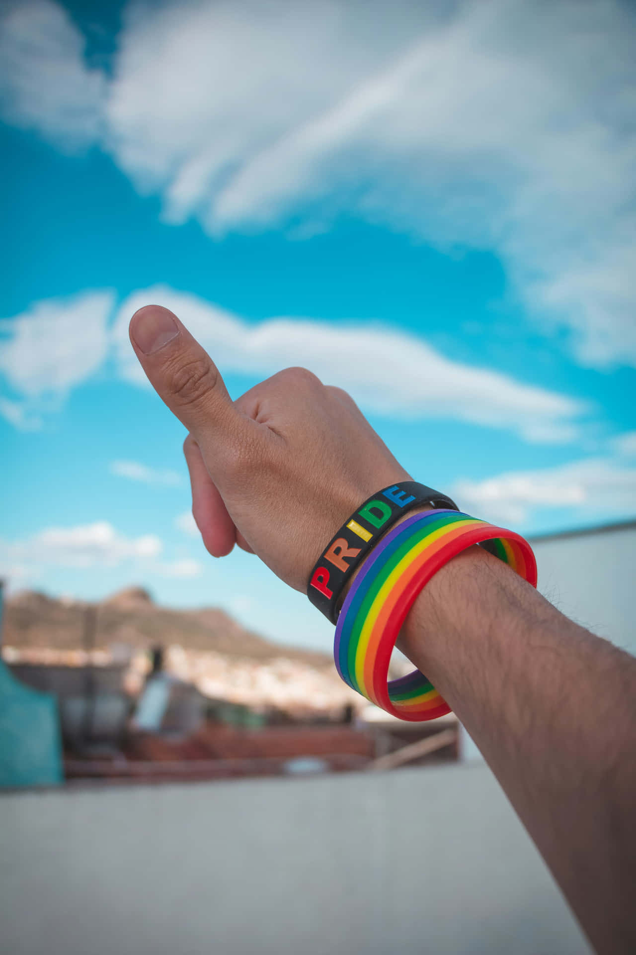 Pride Support Wristband Sky Background Wallpaper