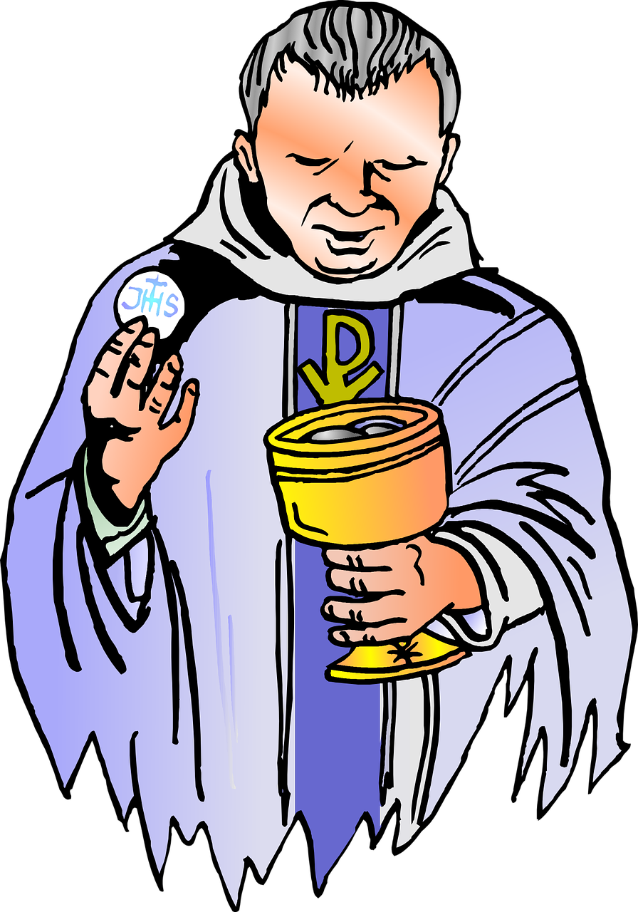 Priest Holding Communion Elements PNG