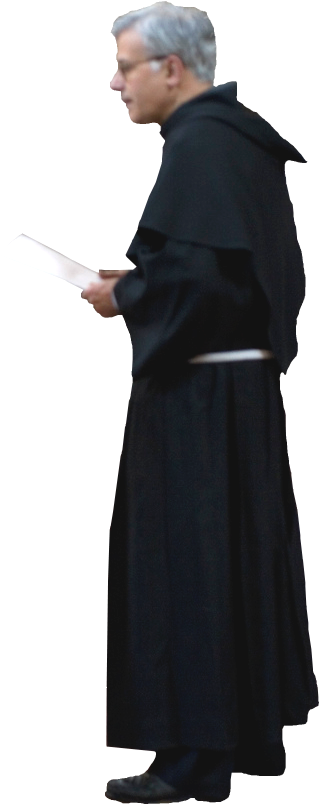 Priestin Black Robe Holding Paper PNG