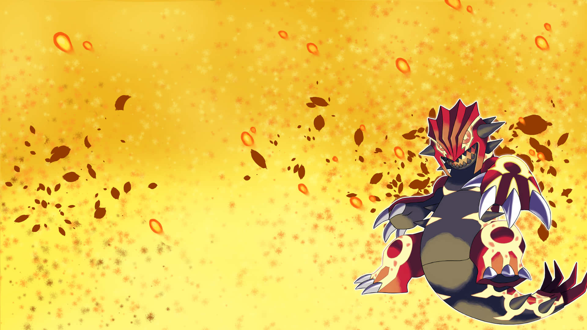 Primal Groudon Against Yellow Abstract Background Picture