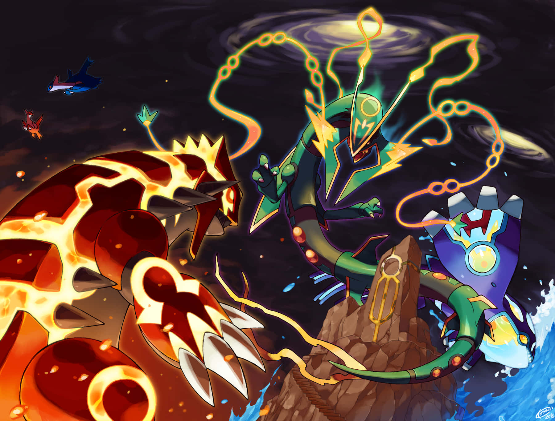Primal Groudon, Kyogre, And Rayquaza Wallpaper