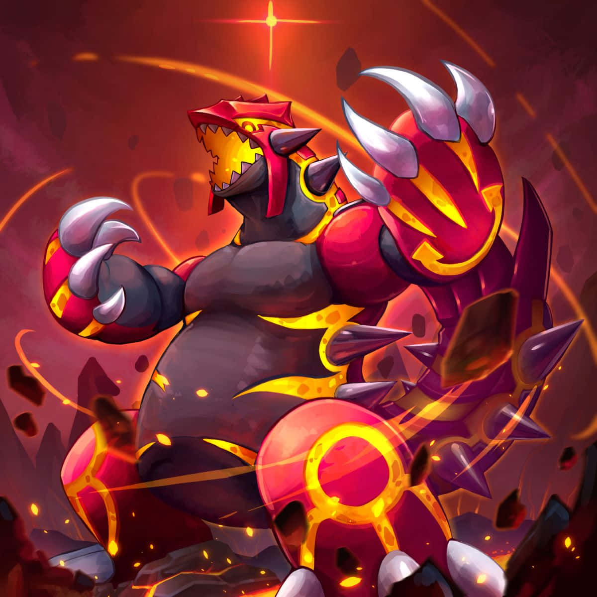 Download Primal Groudon With Fire Near Body Wallpaper | Wallpapers.com