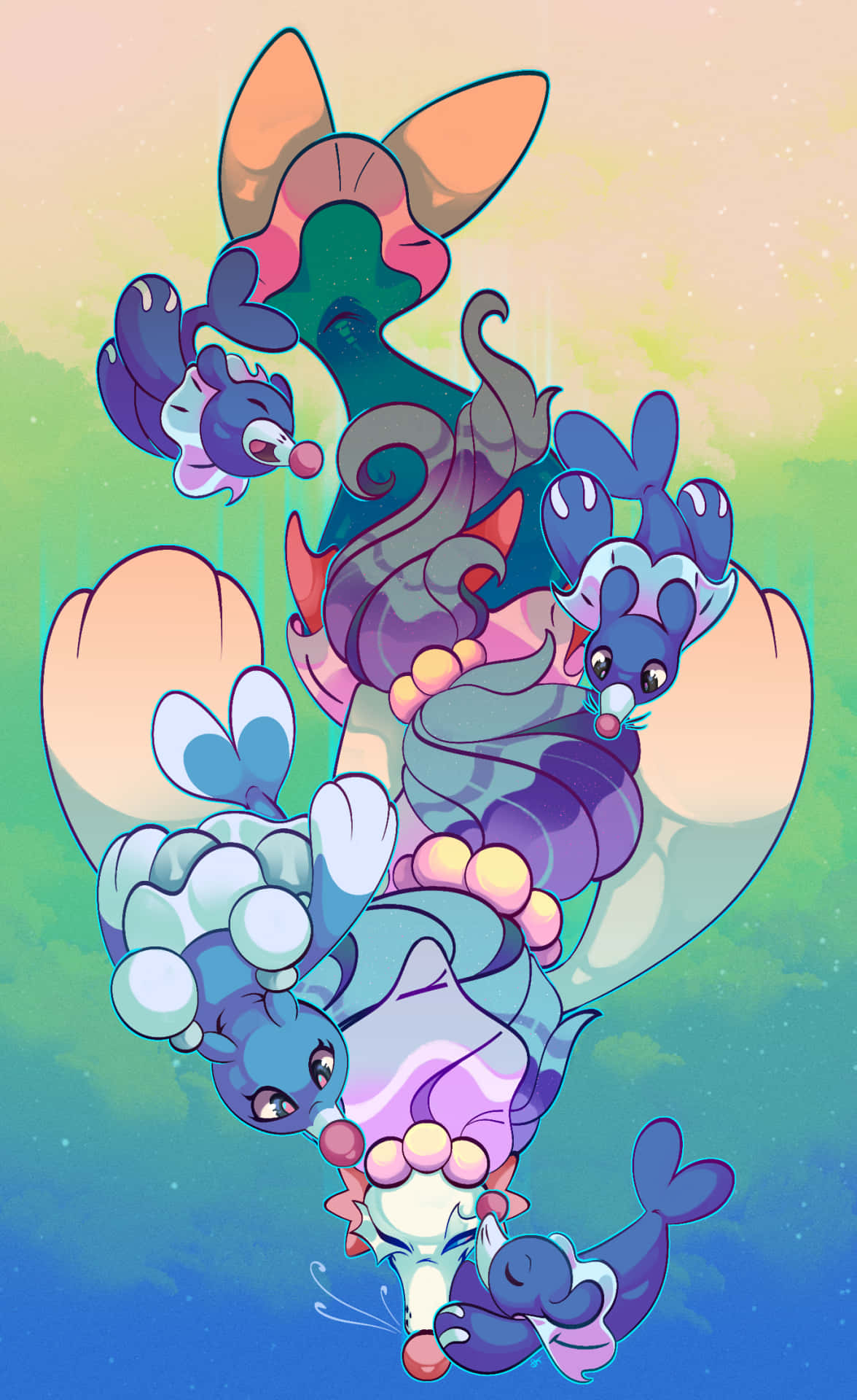 Primarina Surrounded By Brionne Wallpaper