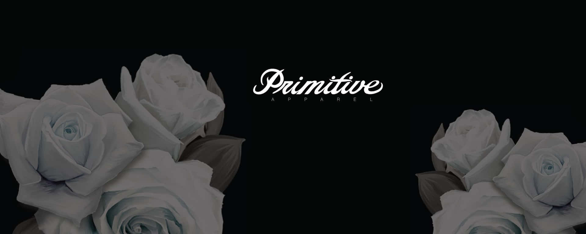 A Black Background With White Roses And The Word Primative Wallpaper