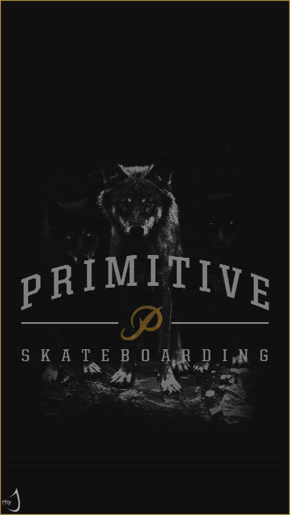 A Black And Gold Logo For Primitive Skateboarding Wallpaper