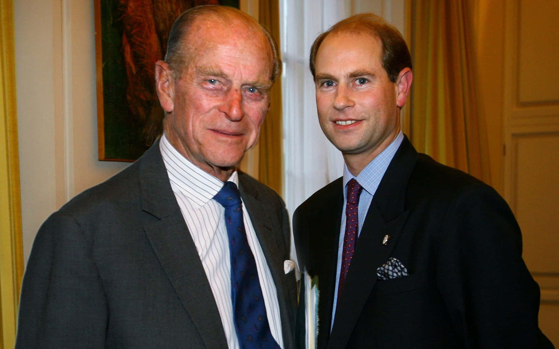 Prince Edward And Prince Philip In Palace Wallpaper