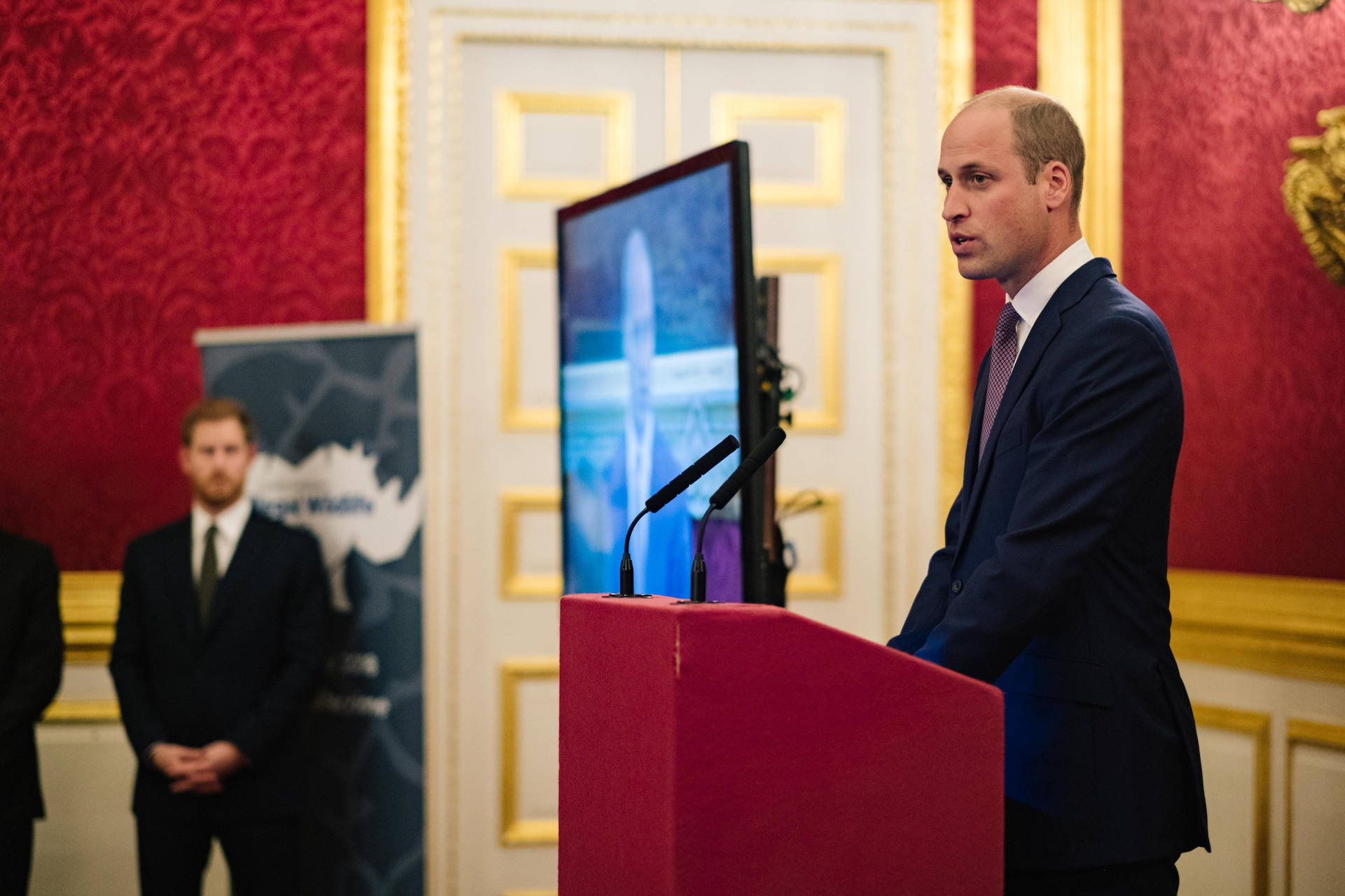 Prince William Speaking At The Podium Wallpaper