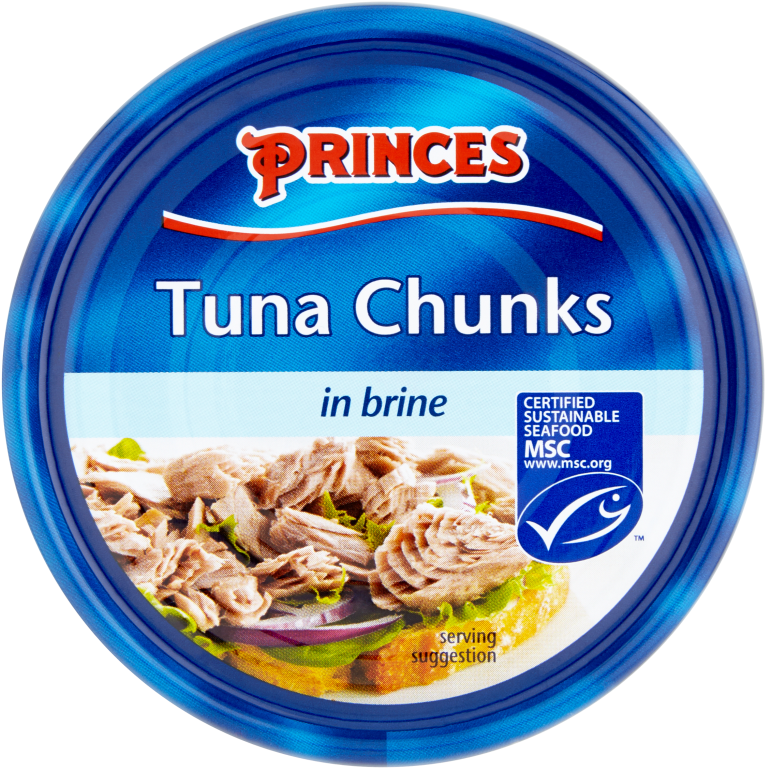 Princes Tuna Chunks Brine Can Top View PNG