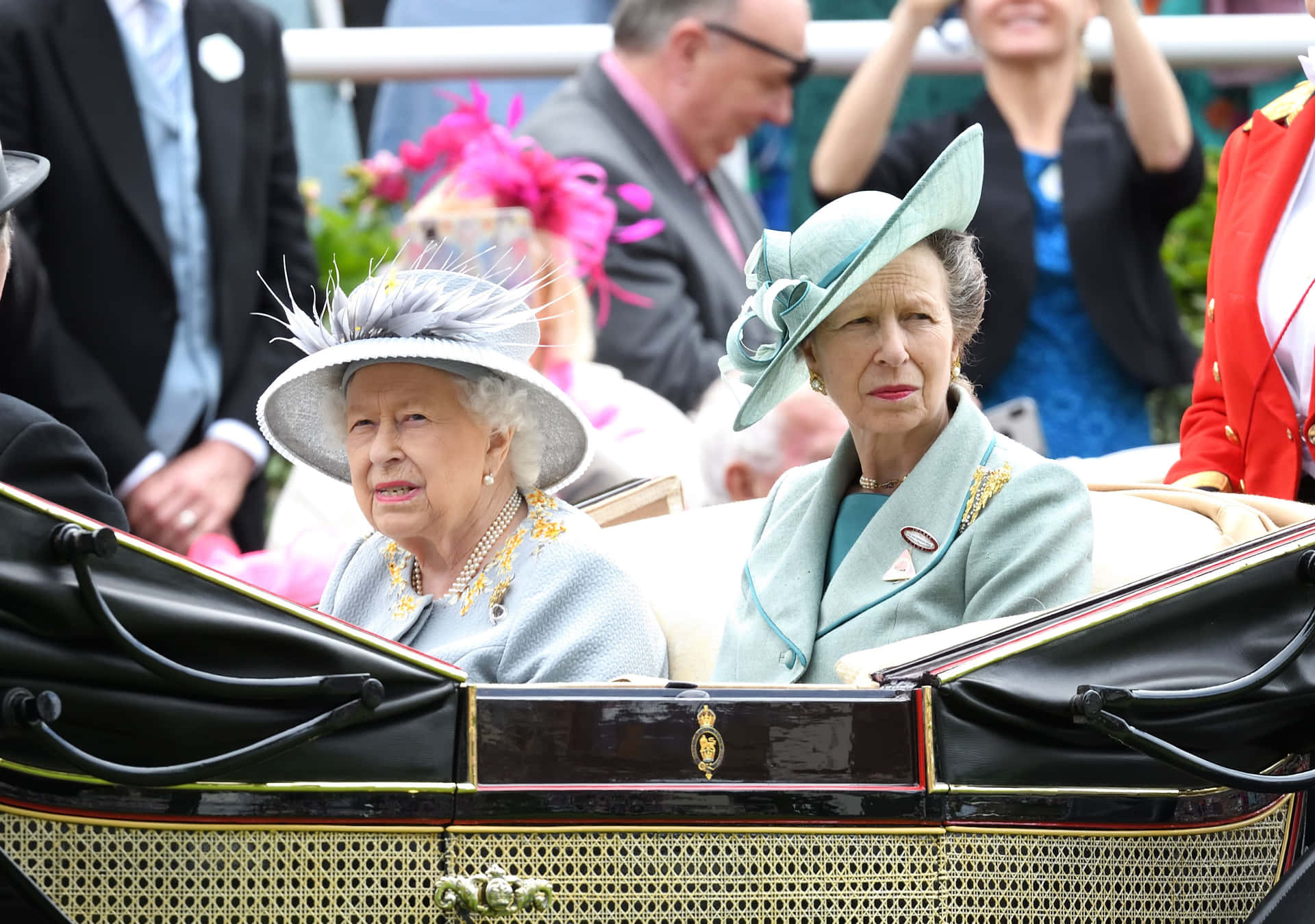 Princess Anne And Queen Elizabeth On Ladies' Day Wallpaper