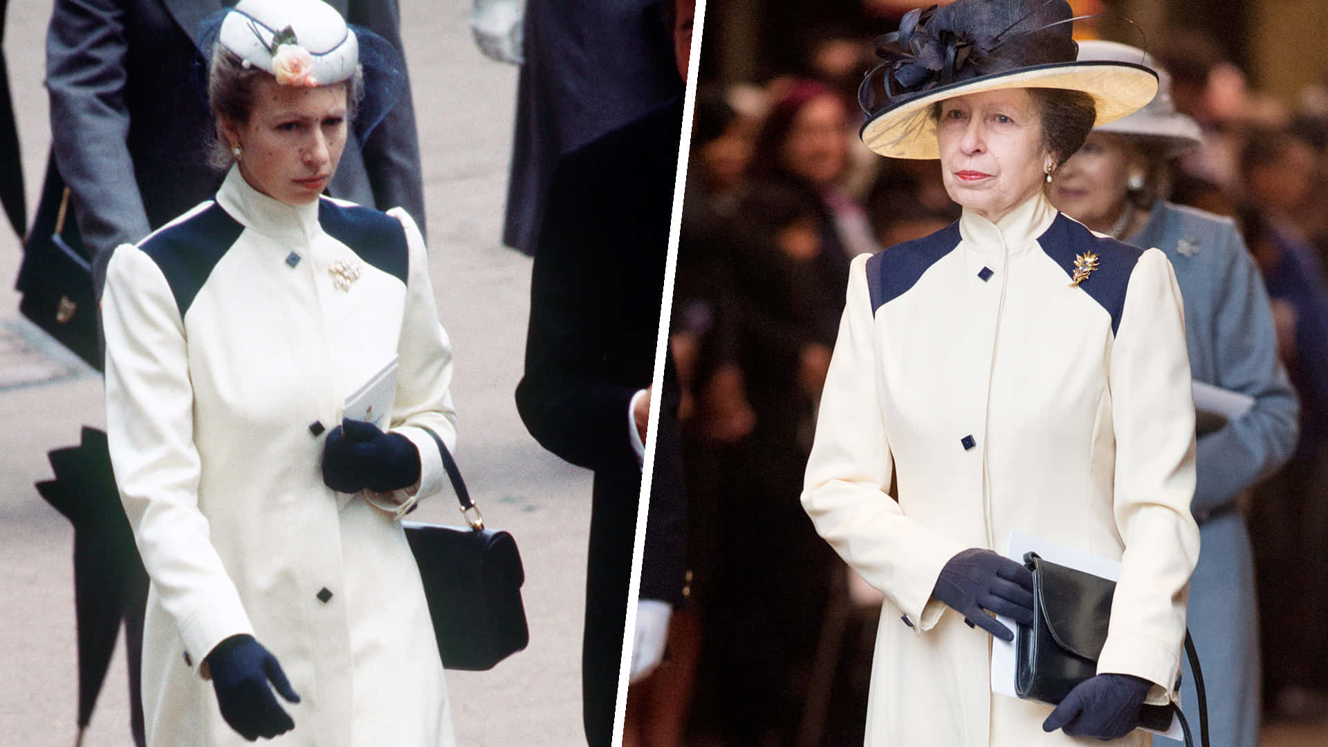 Princess Anne Rewears Cream And Navy Coat Wallpaper