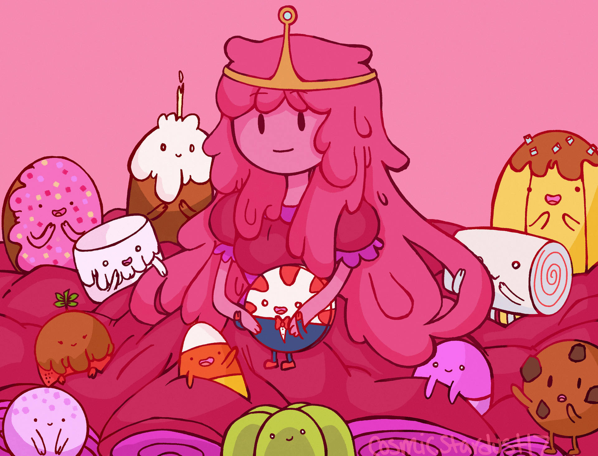 Princess Bubblegum With Candy People Wallpaper
