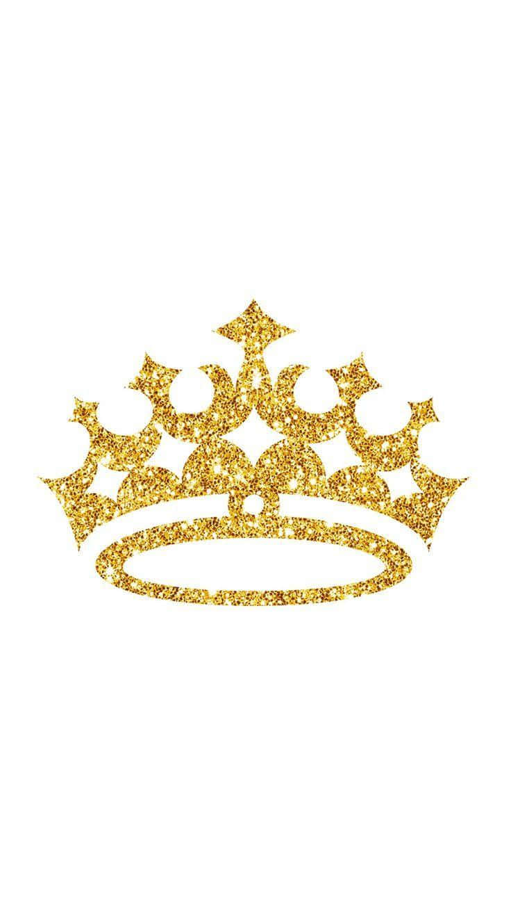 En gylden glitrende krone på en hvid baggrund Wallpaper