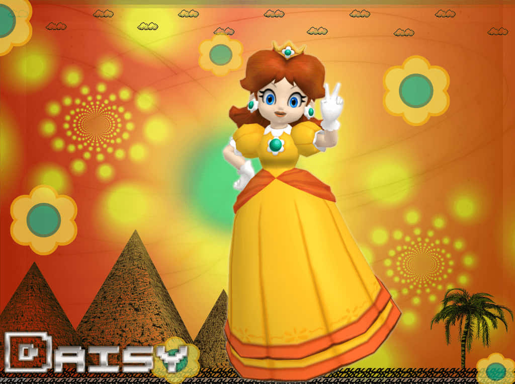 Radiant Princess Daisy Smiling in a Colorful Setting Wallpaper