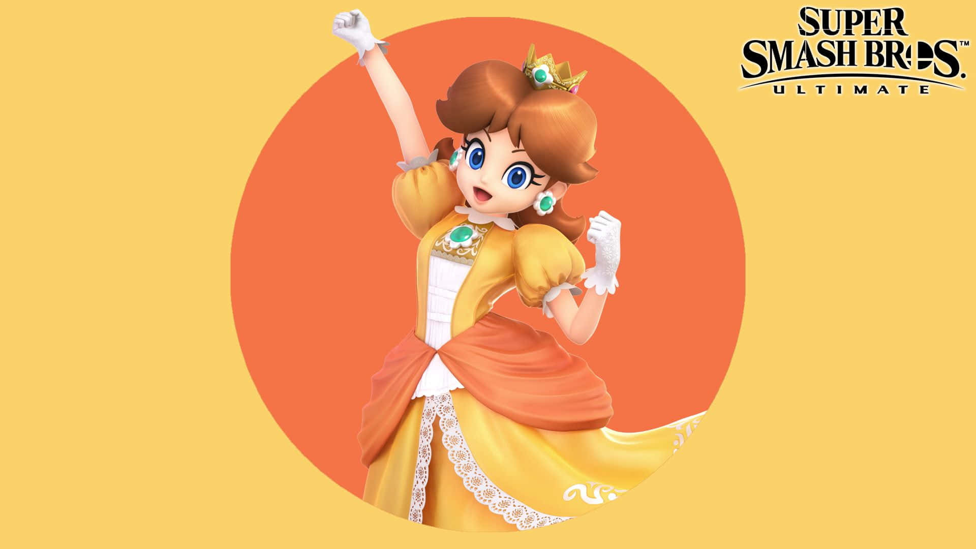 Princess Daisy Smiling Charmingly in Vibrant Outfit Wallpaper