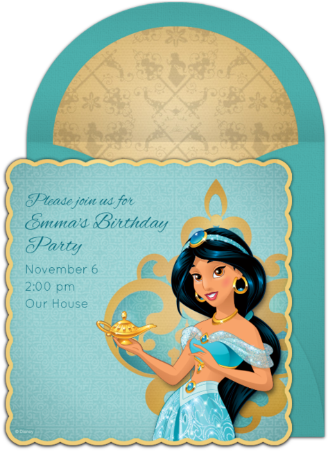 Princess Jasmine Birthday Invitation PNG