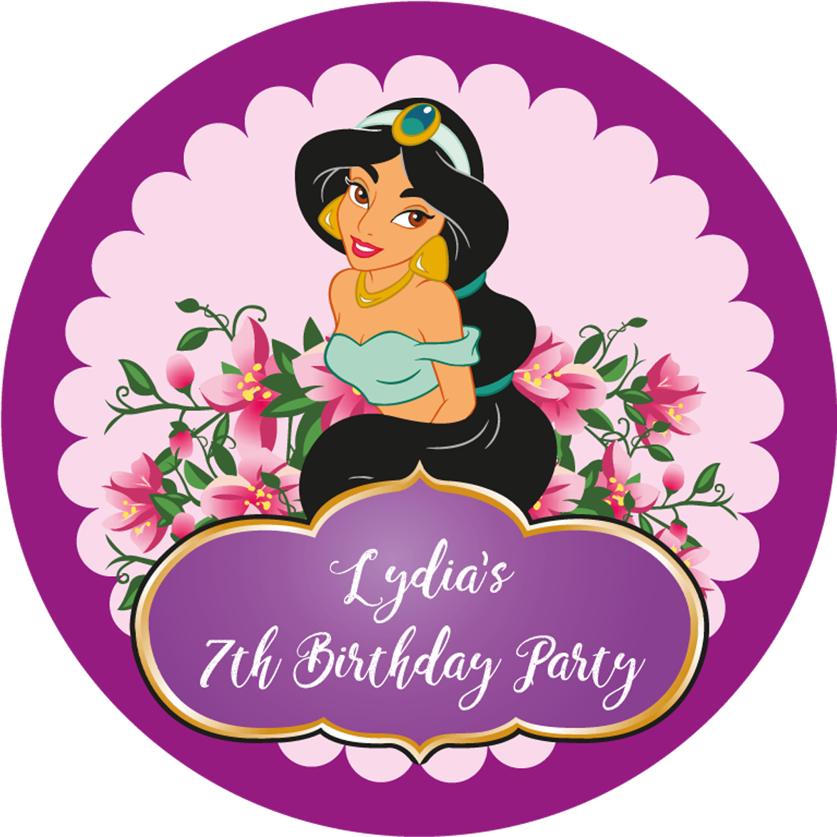 Princess Jasmine Birthday Party Invitation PNG