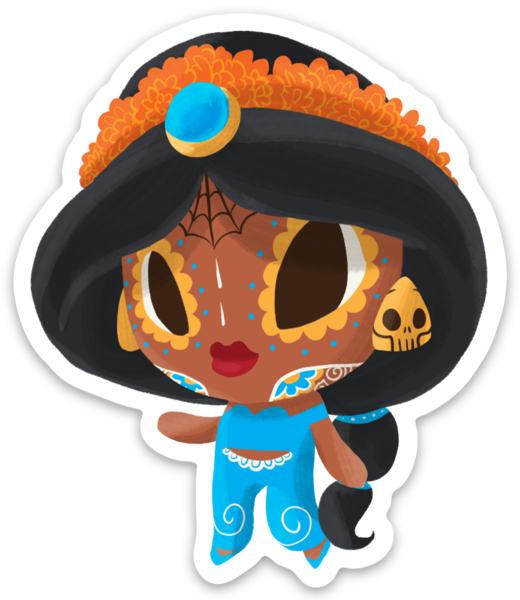 Princess Jasmine Inspired Sugar Skull Sticker PNG