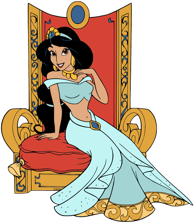 Princess Jasmine Seatedon Throne Illustration PNG