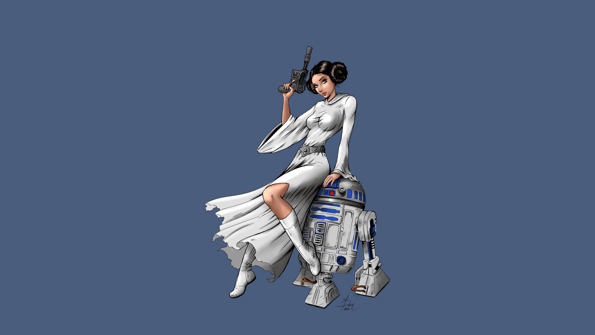 Prinsesse Leia 3840 x 2160 Star Wars blå-hvide livlige Wallpaper