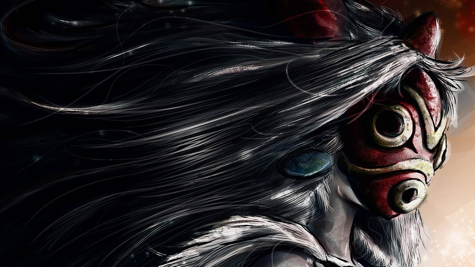 "The Red Mask of Princess Mononoke" Wallpaper